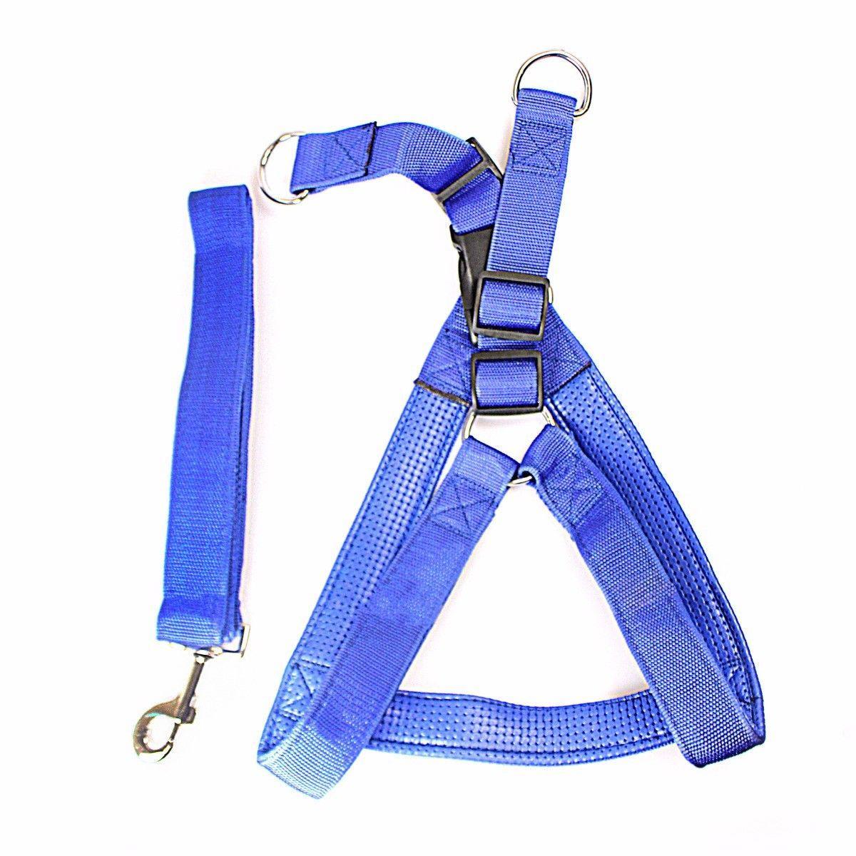 Heavy Duty Dog Harness Big Nylon Belt With Harness Attached In Blue And Red Pet 0056 (Large Letter Rate)