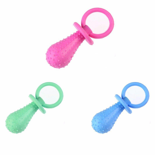 Pet Dog/Puppy Chewable Dummy Toy With Ring Grip Assorted Colours 0058 (Parcel Rate)