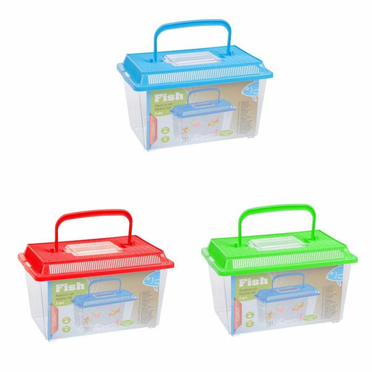 Plastic Starter Aquarium Fish Tank Goldfish Cage Carry Handle Lid Extra Small 13.3 x 8cm 2635 (Parcel Rate)