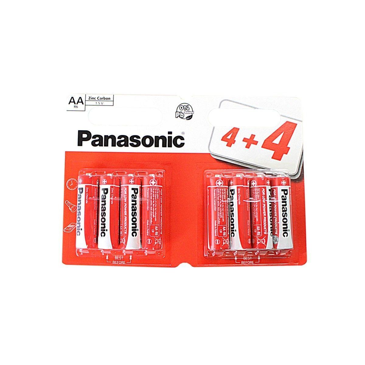 8x Panasonic AA Batteries Zinc Carbon R6 1.5V Battery PANAR6RB8 (Large Letter Rate)