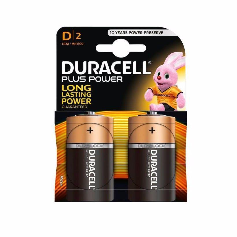 2x Duracell D Batteries Plus Power Non Rechargeable 2490 (Parcel Rate)