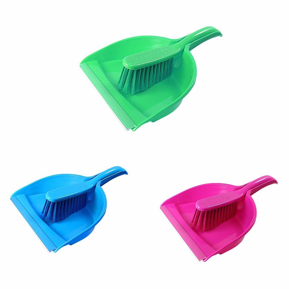 Plastic Dustpan And Brush Assorted Colours Kitchen Home 0405 (Parcel Rate)
