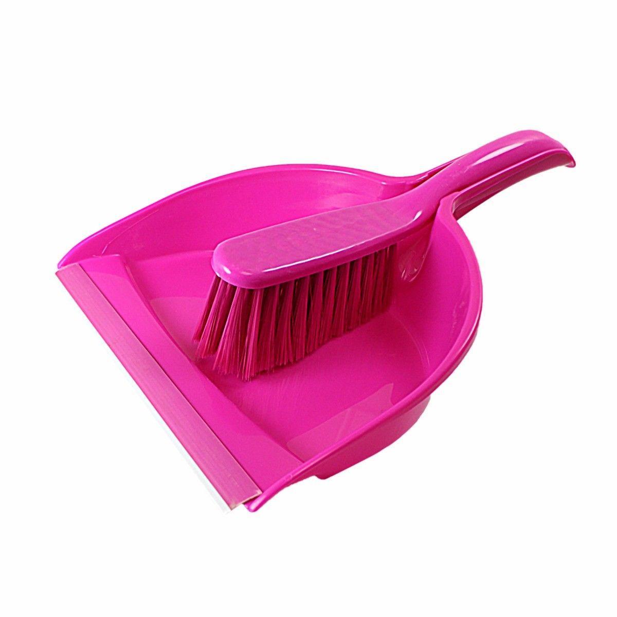 Plastic Dustpan And Brush Assorted Colours Kitchen Home 0405 (Parcel Rate)