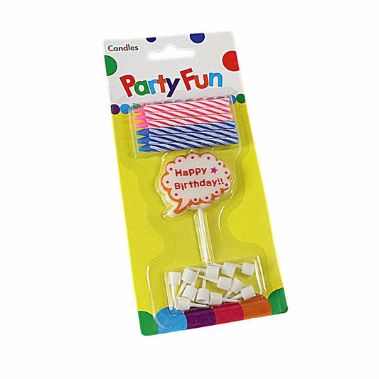 Party Fun Pink/Blue Birthday Candles With Holders and Birthday Stick 6 Candles 4166 (Large Letter Rate)