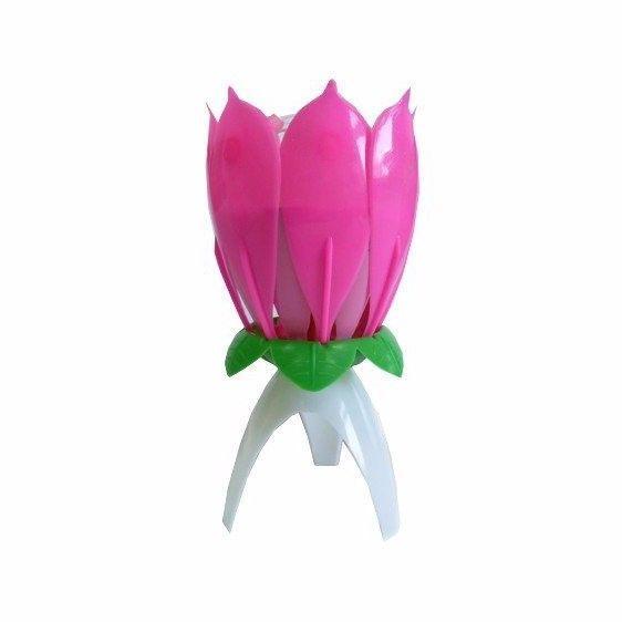 Musical Flower Opening Candle Floral Musical Candle In Pink 3242 (Parcel Rate)