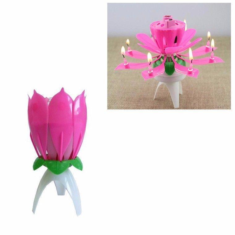 Musical Flower Opening Candle Floral Musical Candle In Pink 3242 (Parcel Rate)
