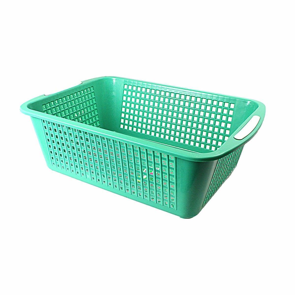 Multipurpose Set Of 2 Assorted Colour Plastic Baskets 34cm x 11cm 0104 (Parcel Rate)