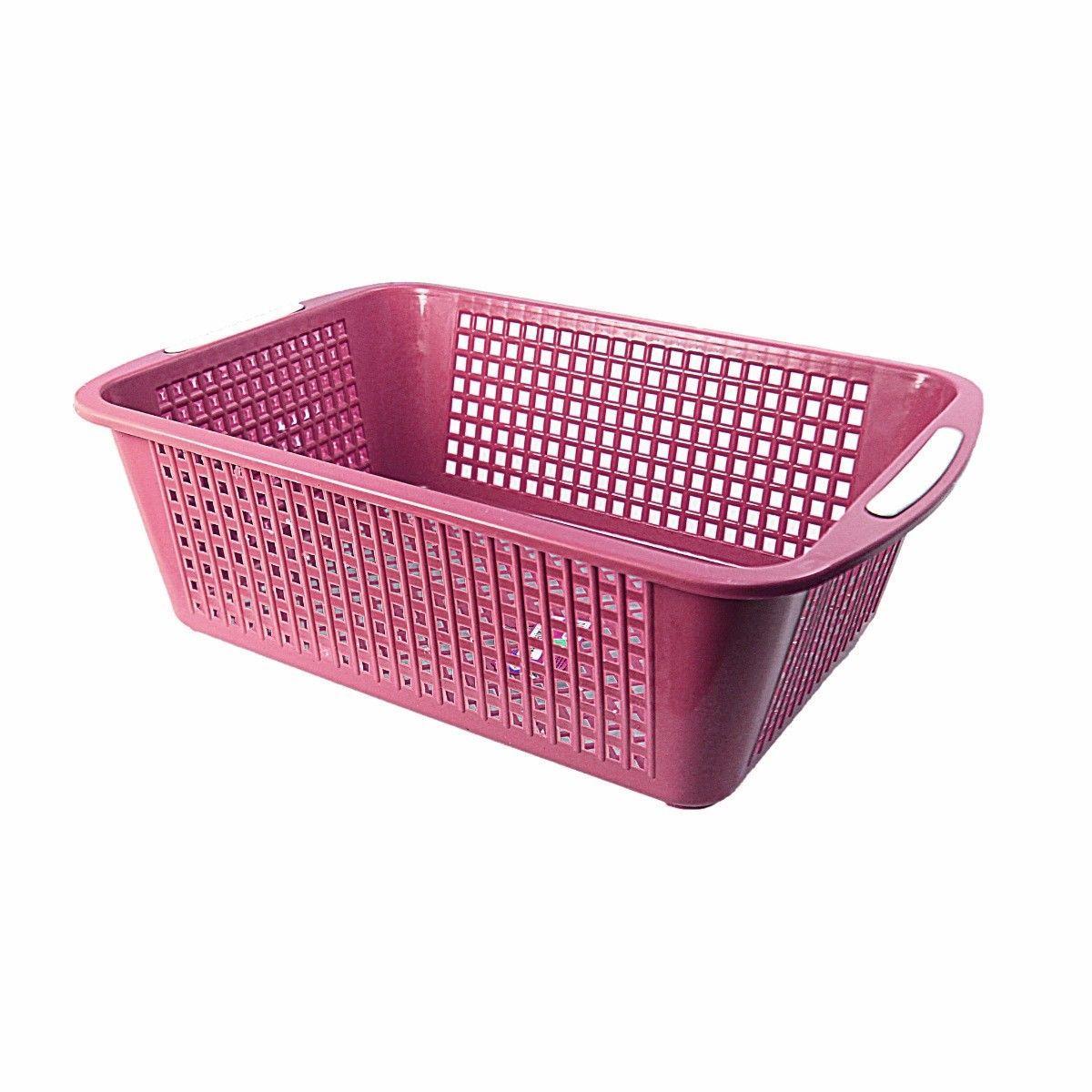 Multipurpose Set Of 2 Assorted Colour Plastic Baskets 34cm x 11cm 0104 (Parcel Rate)