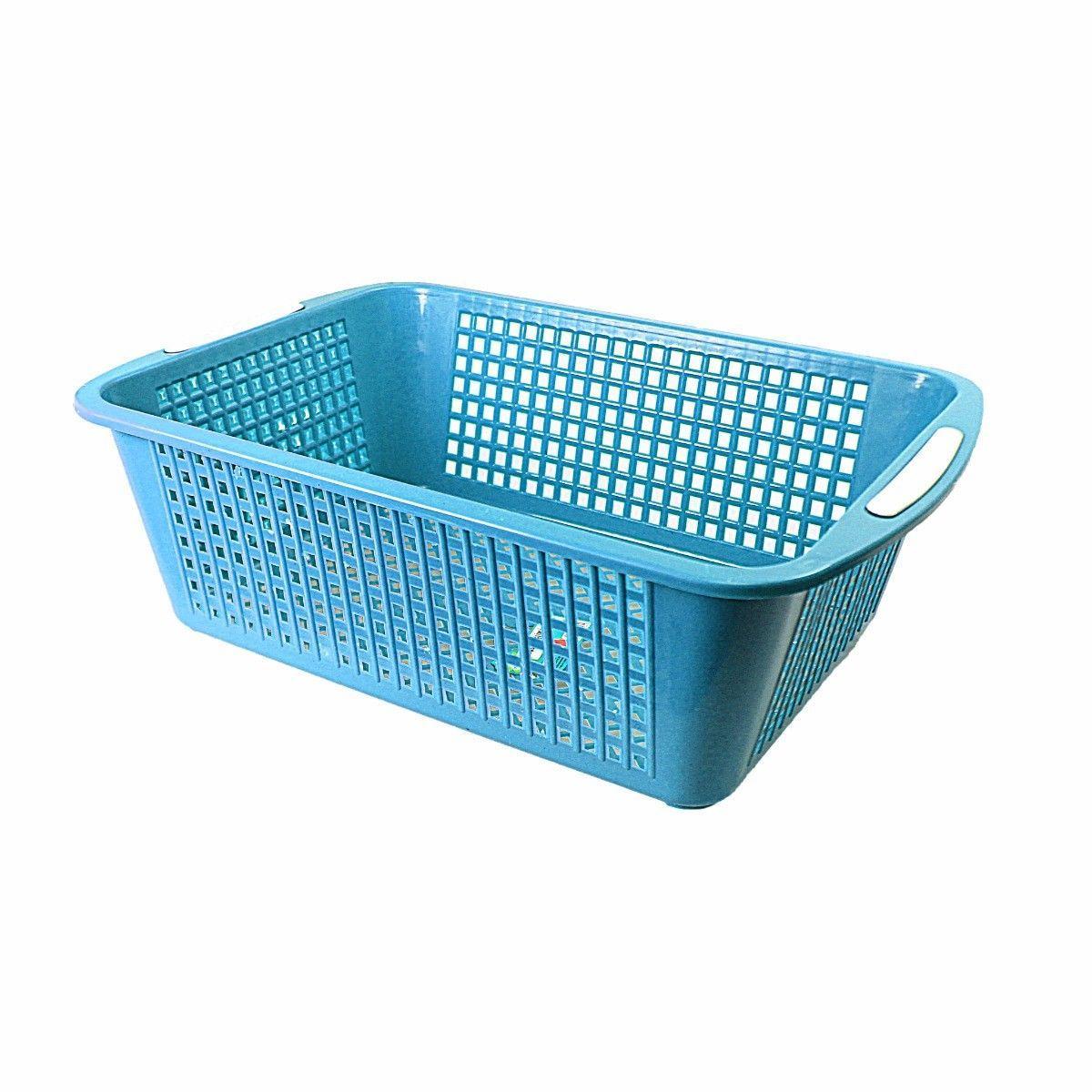 Multipurpose Set Of 2 Assorted Colour Plastic Baskets 34cm x 11cm 0104 (Parcel Rate)