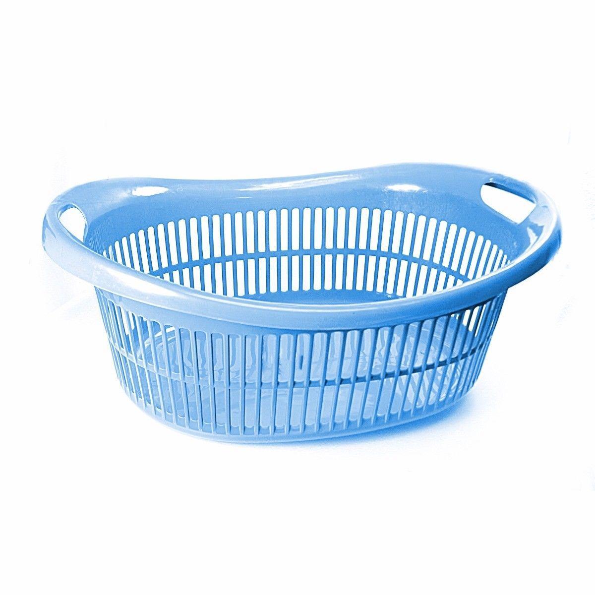 Oval Shaped Plastic Laundry Basket In Assorted Colours 53cm x 20cm Home 0255/H0394 (Parcel Rate)