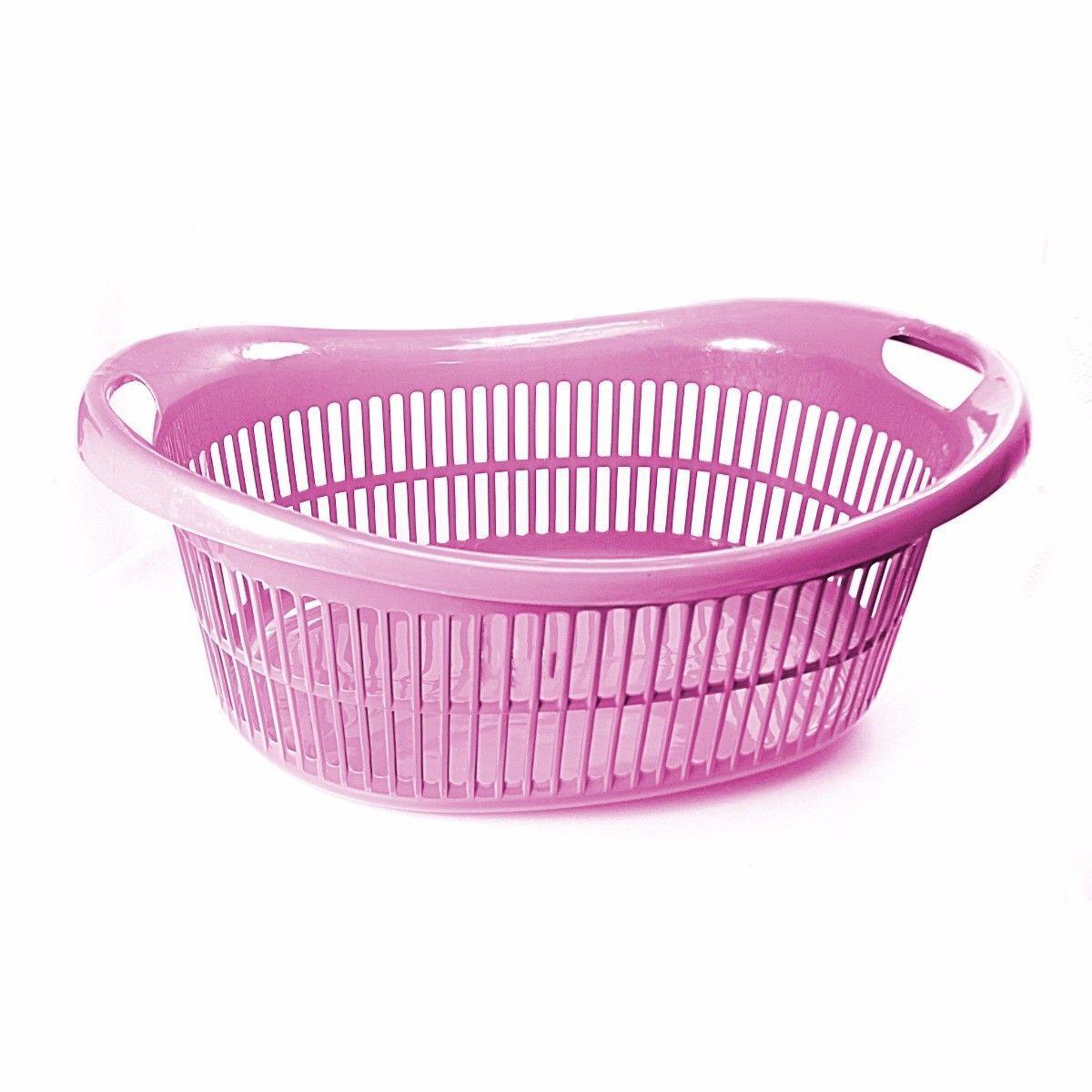Oval Shaped Plastic Laundry Basket In Assorted Colours 53cm x 20cm Home 0255/H0394 (Parcel Rate)