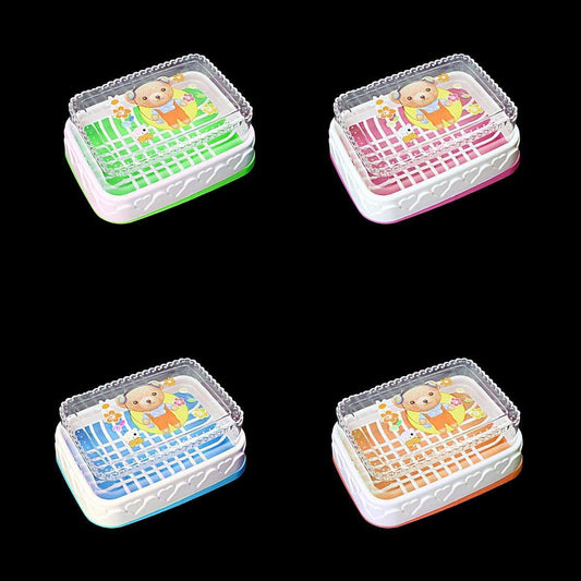 Plastic Soap Box With Cartoon Print In Assorted Colours 11.5cm x 5.5cm   0033 (Parcel Rate)
