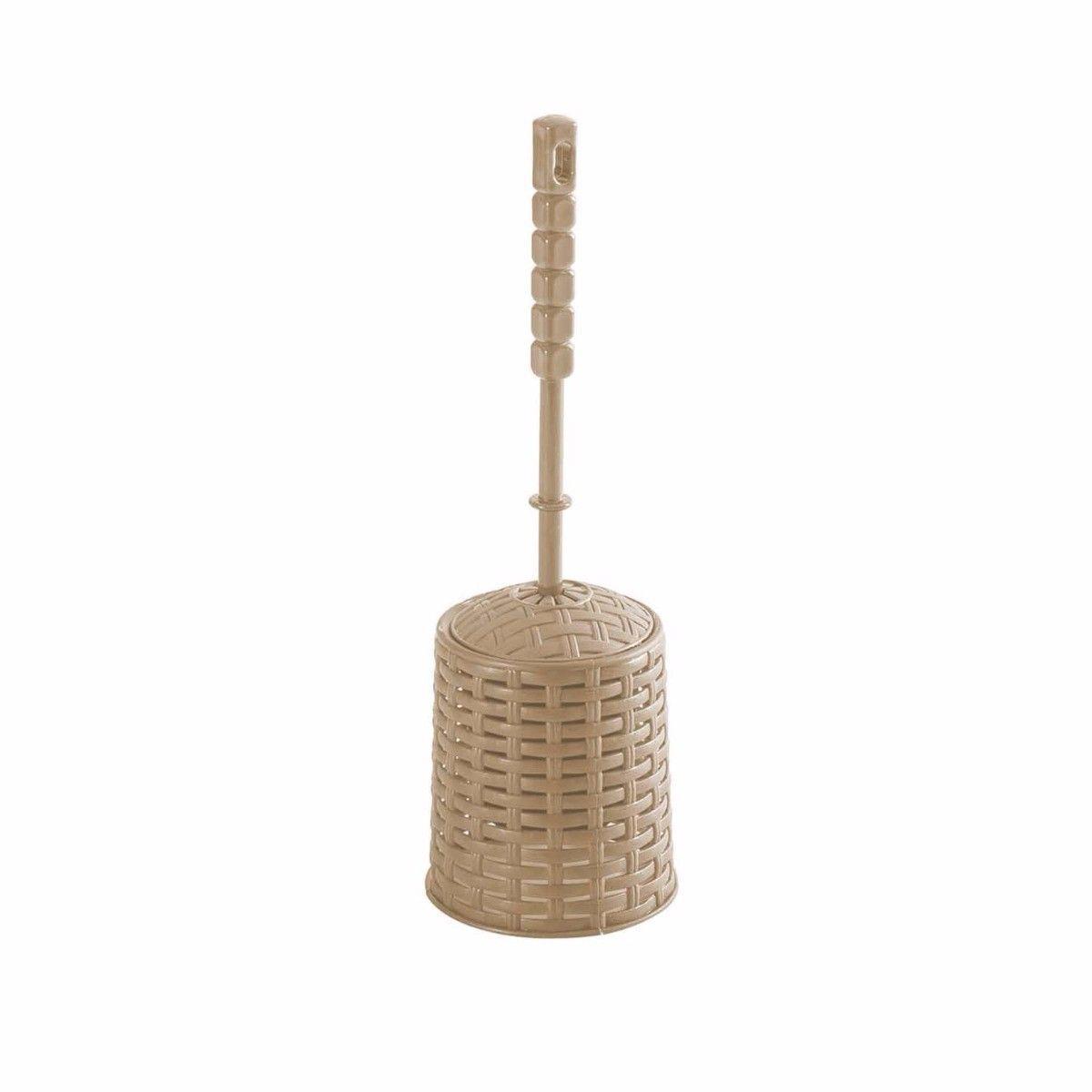 Wooden Rattan Style Toilet Brush And Holder In 2 Colours 37cm  0289 (Parcel Rate)