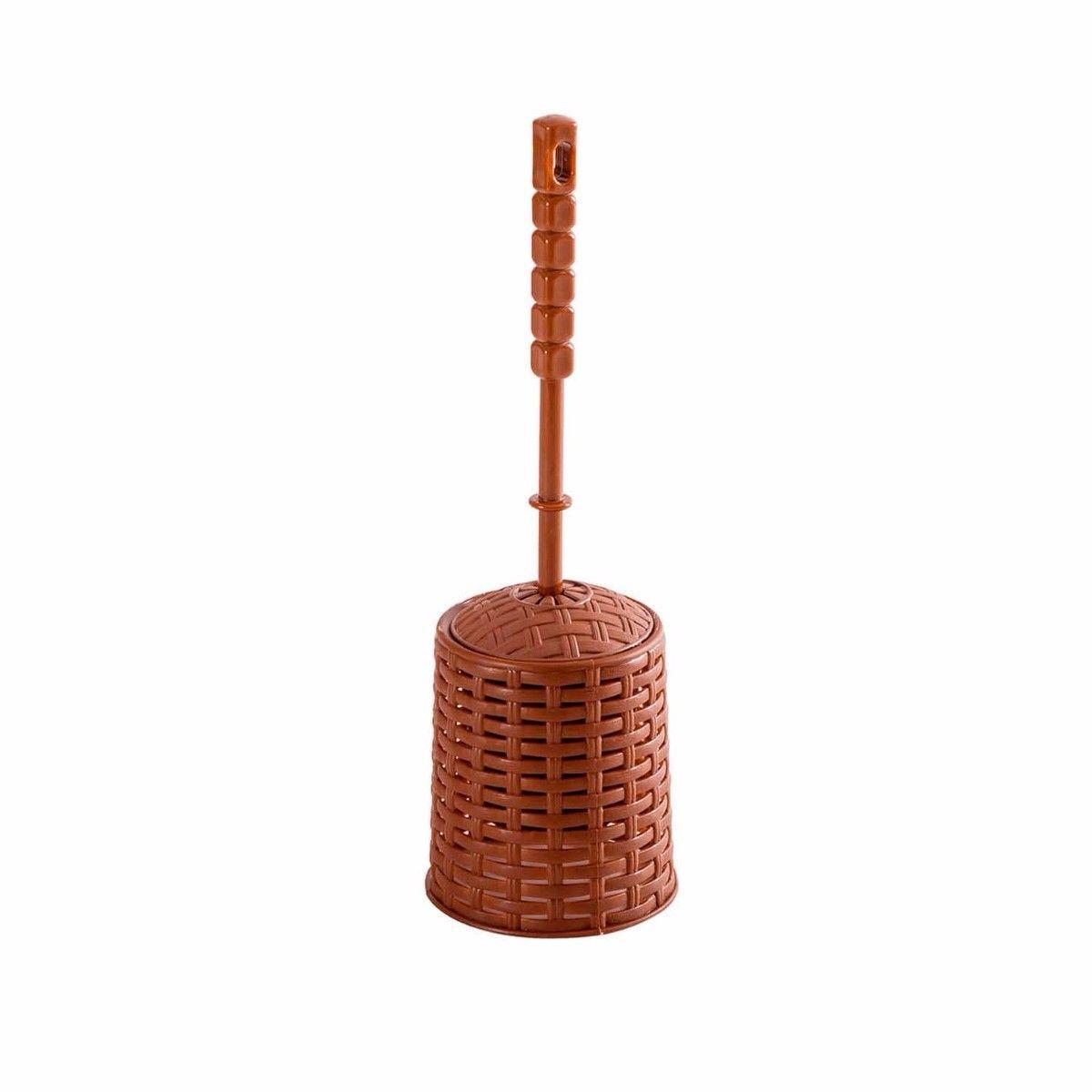 Wooden Rattan Style Toilet Brush And Holder In 2 Colours 37cm  0289 (Parcel Rate)