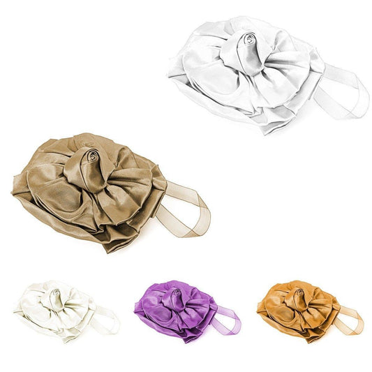 Satin Floral Shaped Magnetic Curtain Tie Backs Assorted Colours  1773 (Large Letter Rate)
