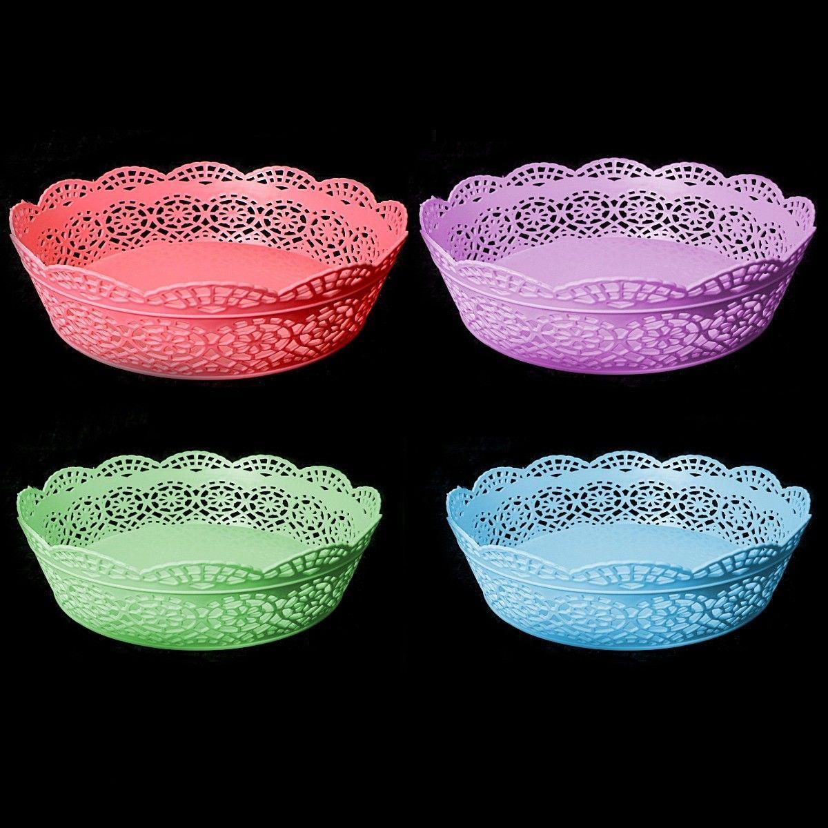 Fancy Plastic Assorted Colour Basket 18.5cm 2534 (Parcel Rate)