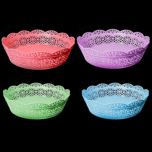 Fancy Plastic Assorted Colour Basket 18.5cm 2534 (Parcel Rate)