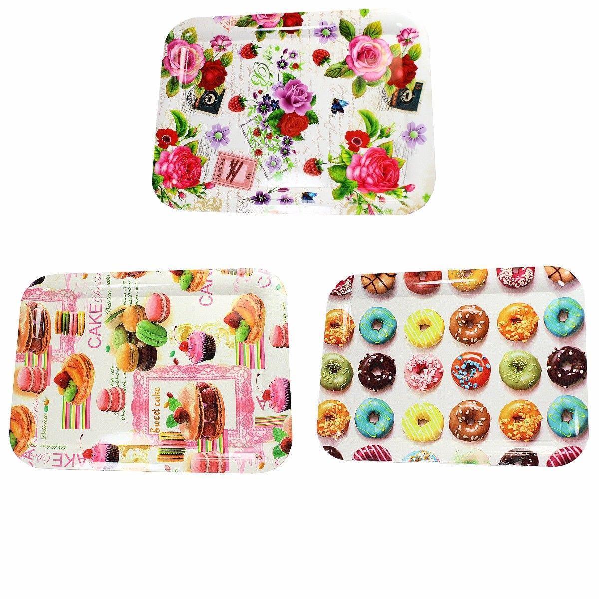 Plastic Serving Tray Assorted Designs 38cm x 28cm  4292 (Parcel Rate)