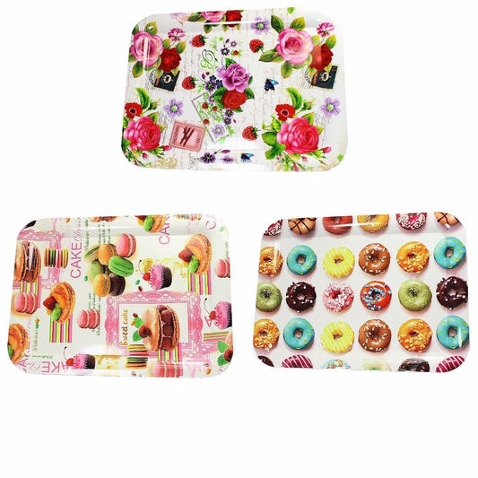 Plastic Serving Tray Assorted Designs 38cm x 28cm  4292 (Parcel Rate)