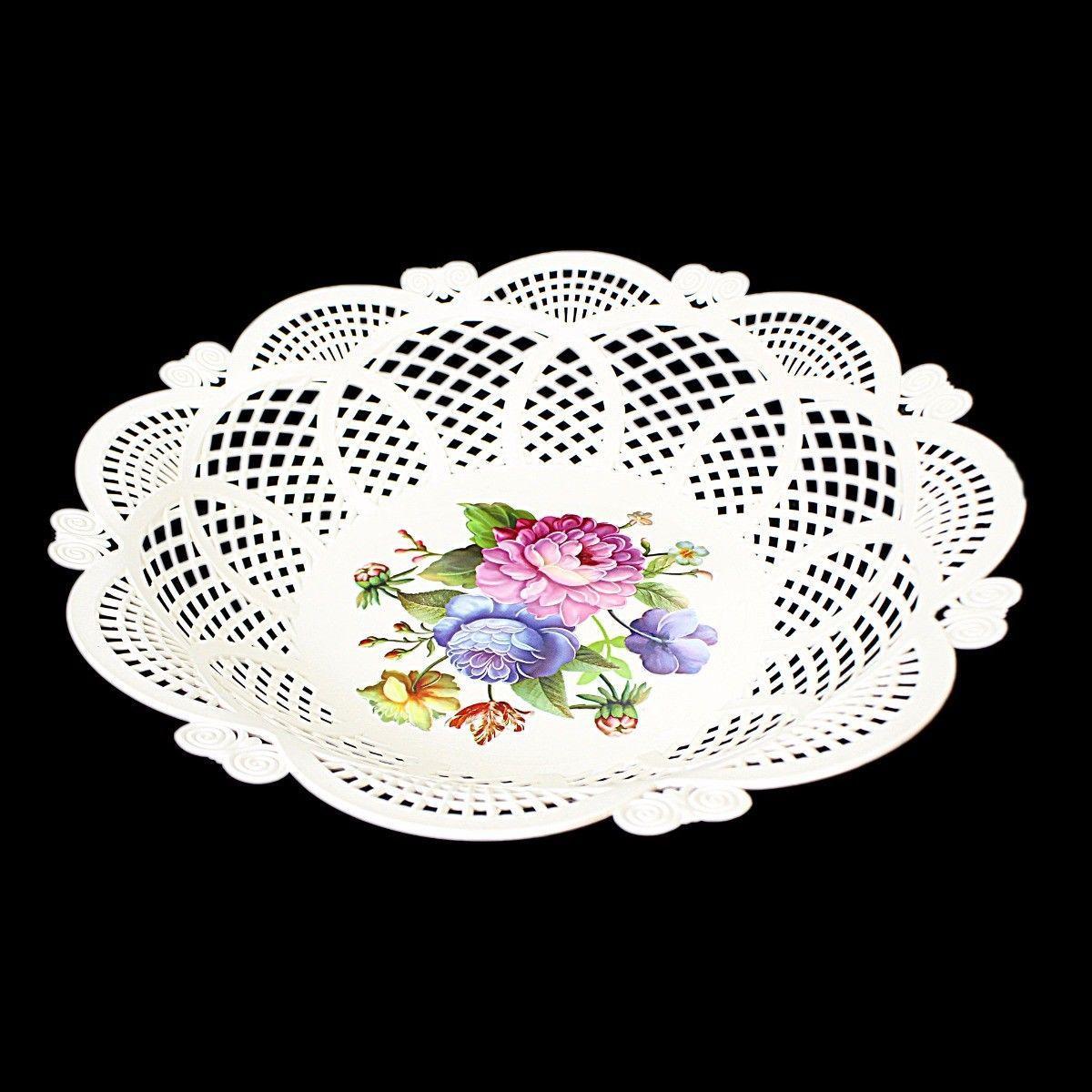 Fancy Floral Printed Round Plastic Serving Tray 29cm  3215 (Parcel Rate)