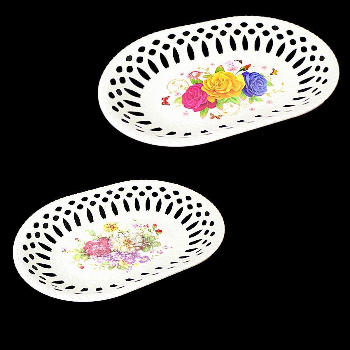 Fancy Floral Printed Plastic Serving Tray 31cm x 22cm   3217 (Parcel Rate)