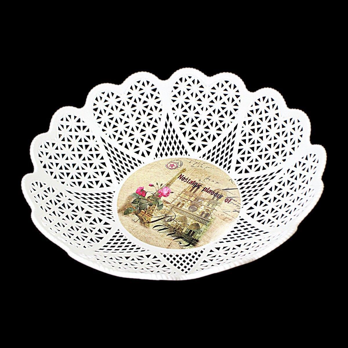 Printed Plastic Heart Shaped Tray Serving Dish 28cm 3678 (Parcel Rate)