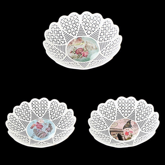 Printed Plastic Heart Shaped Tray Serving Dish 22cm 3679 (Parcel Rate)