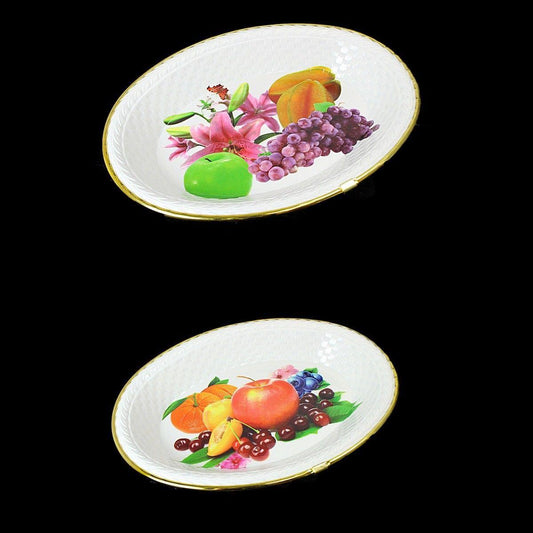 Floral Fancy Plastic Fruit Print Tray, Serving Tray Dish 28cm x 20cm   1092 (Parcel Rate)