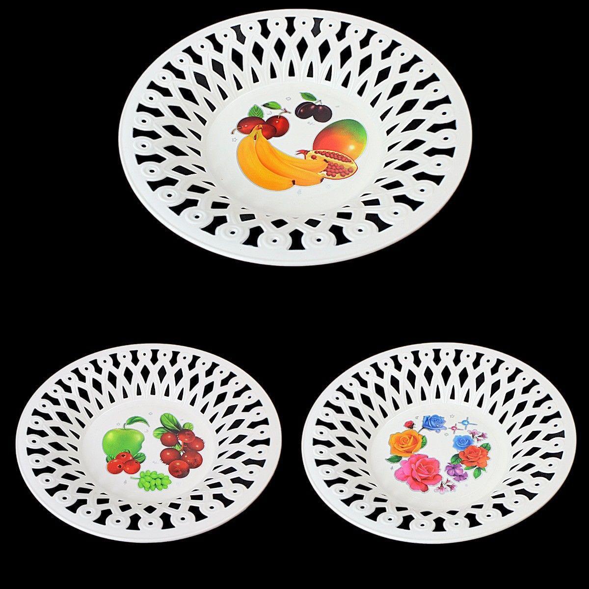 Plastic Printed Round Tray Dish Floral Print, Serving Dish 26cm   2750 (Parcel Rate)