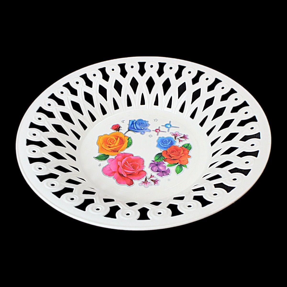 Plastic Printed Round Tray Dish Floral Print, Serving Dish 26cm   2750 (Parcel Rate)
