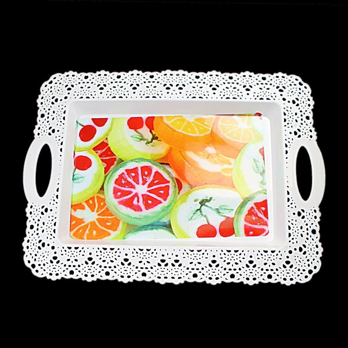 Fancy Plastic Serving Tray Various Printed Designs 36cm x 27cm 4031 (Parcel Rate)