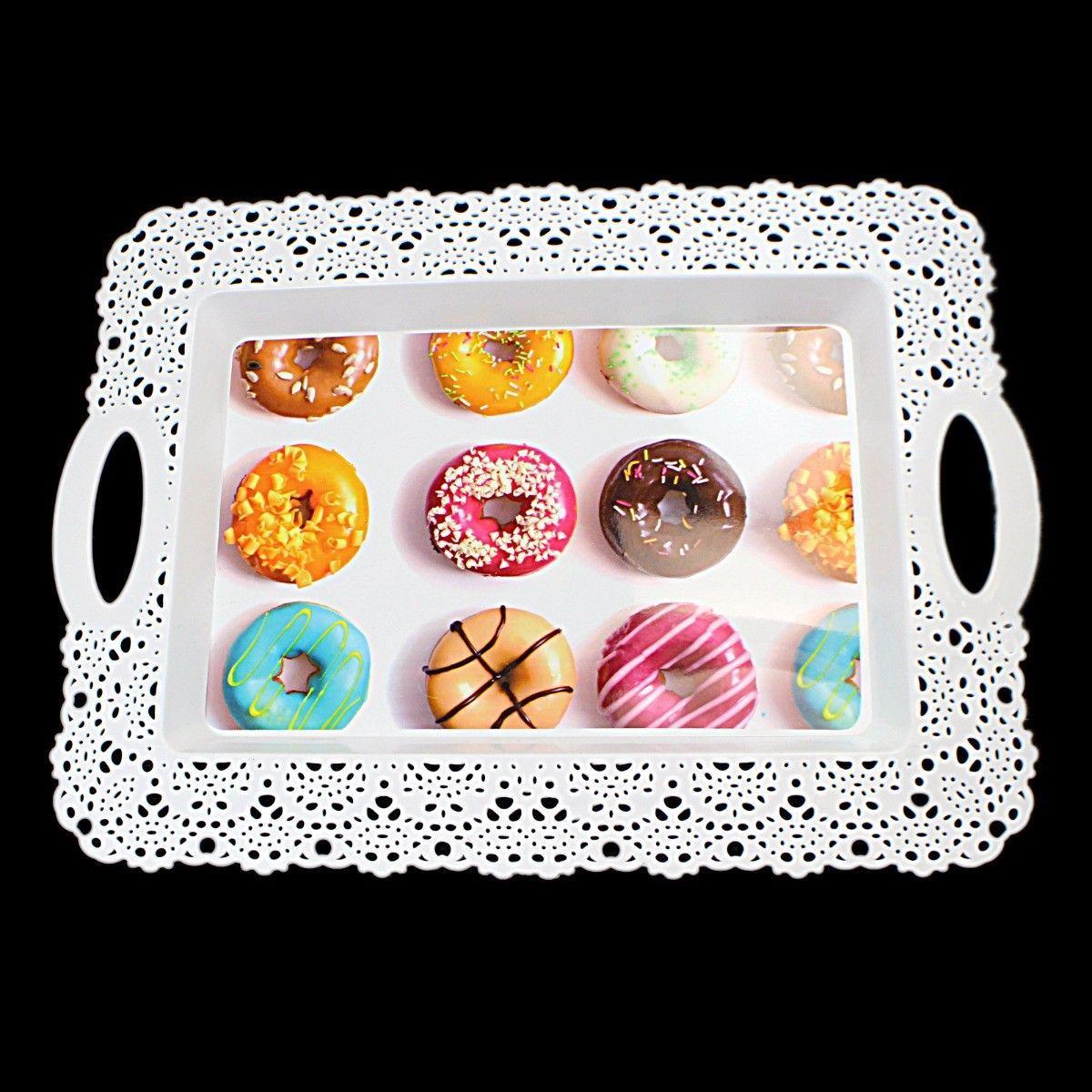 Fancy Plastic Serving Tray Various Printed Designs 36cm x 27cm 4031 (Parcel Rate)