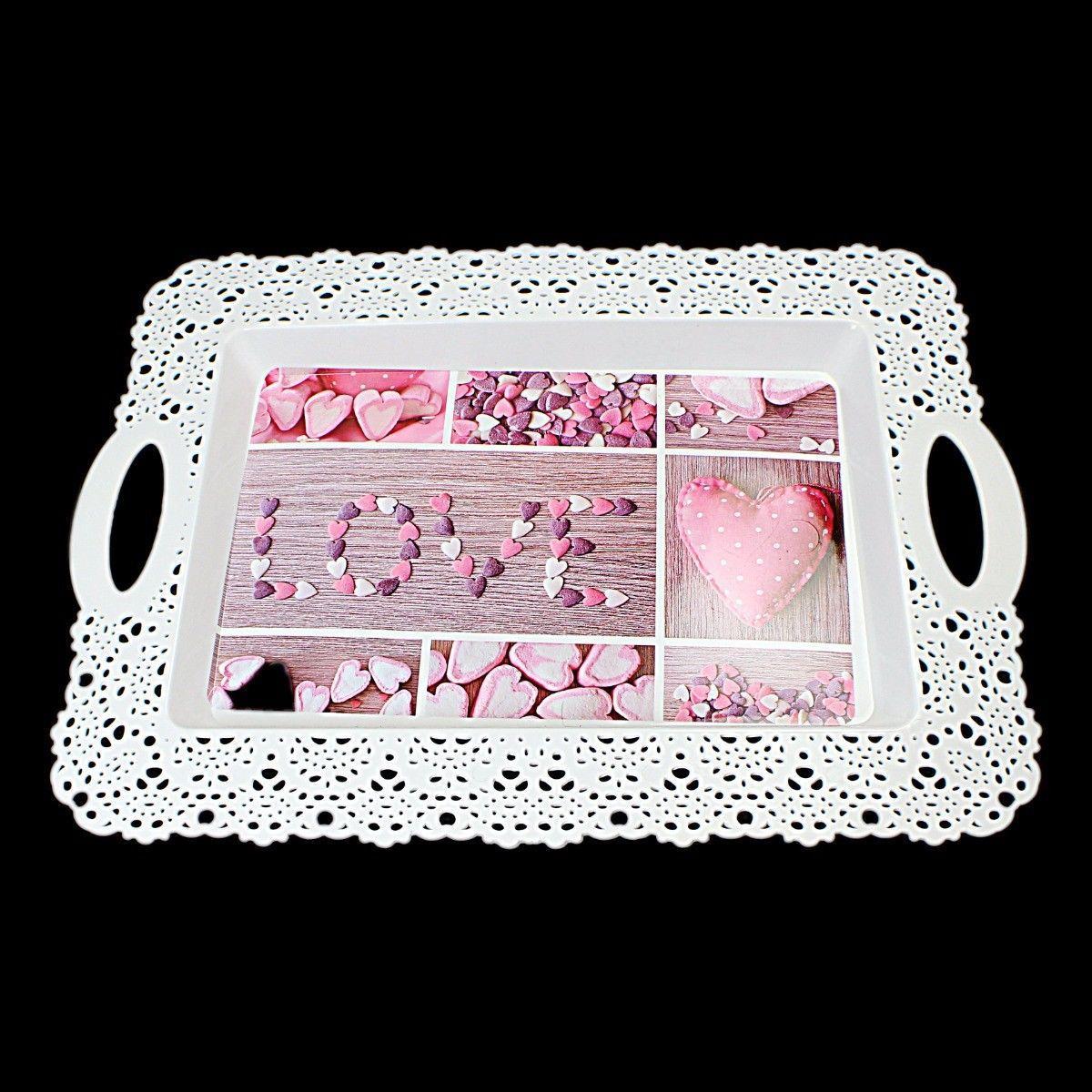 Fancy Plastic Serving Tray Various Printed Designs 36cm x 27cm 4031 (Parcel Rate)