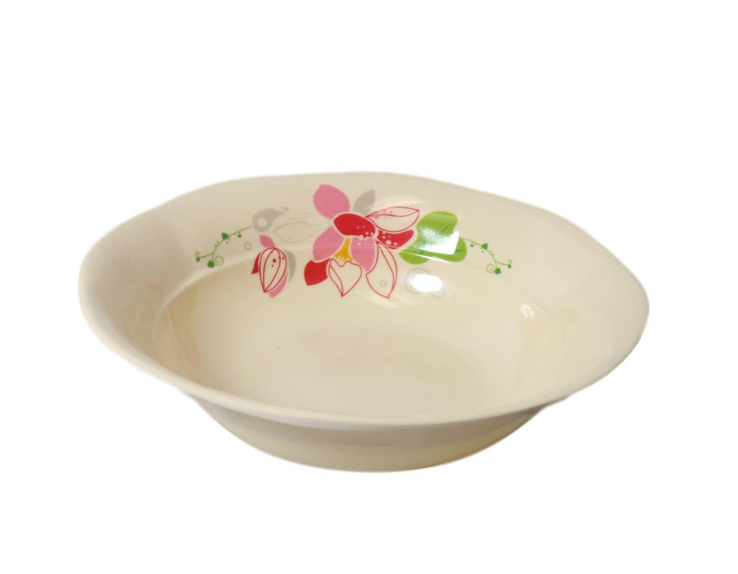 Floral Printed Household Plastic Serving Pate Bowl Type 20 cm 4667 (Parcel Rate)