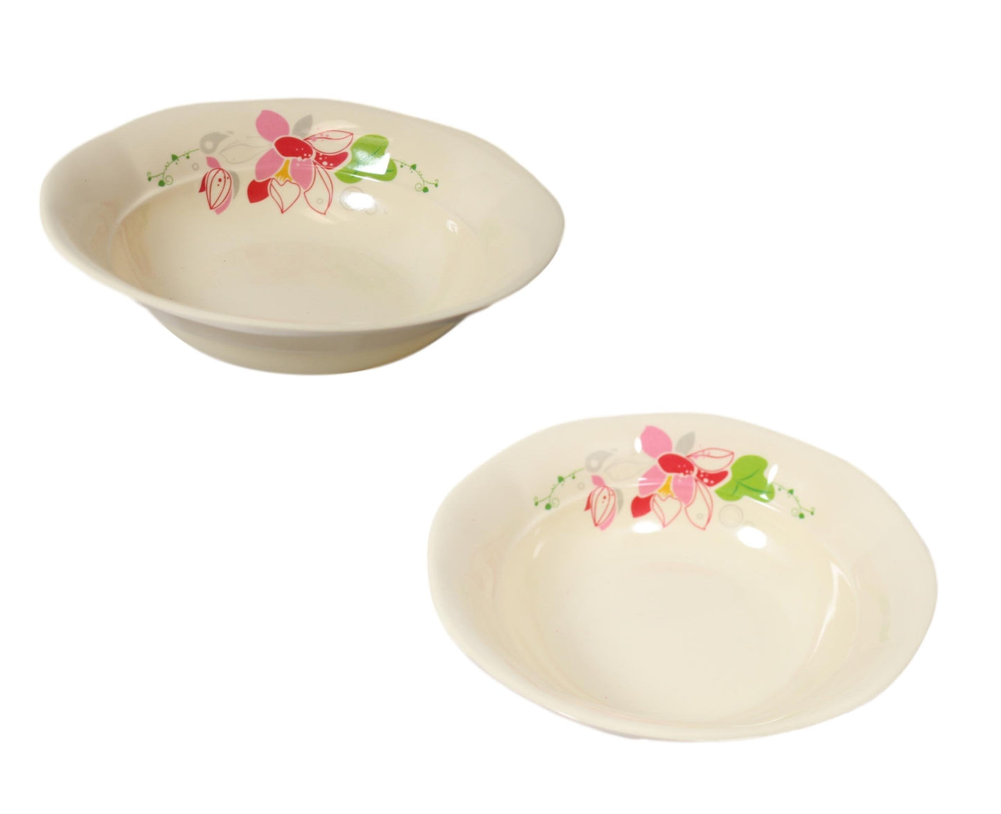 Floral Printed Household Plastic Serving Pate Bowl Type 20 cm 4667 (Parcel Rate)