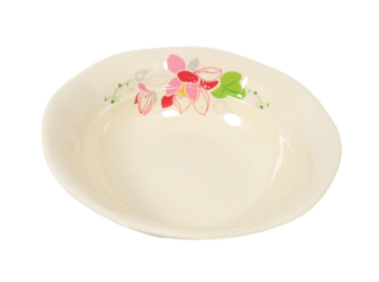Floral Printed Household Plastic Serving Pate Bowl Type 20 cm 4667 (Parcel Rate)