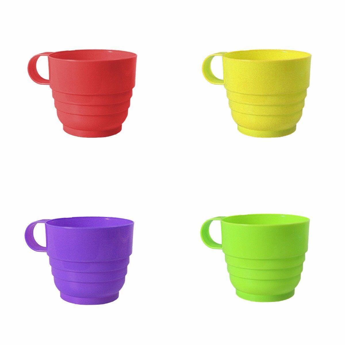 Pack Of 4 Assorted Colour Plastic Cups 8cm x 7cm  3911 (Parcel Rate)