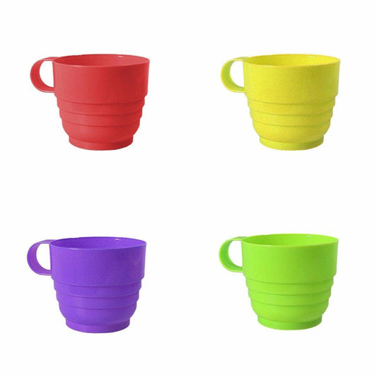Pack Of 4 Assorted Colour Plastic Cups 8cm x 7cm  3911 (Parcel Rate)