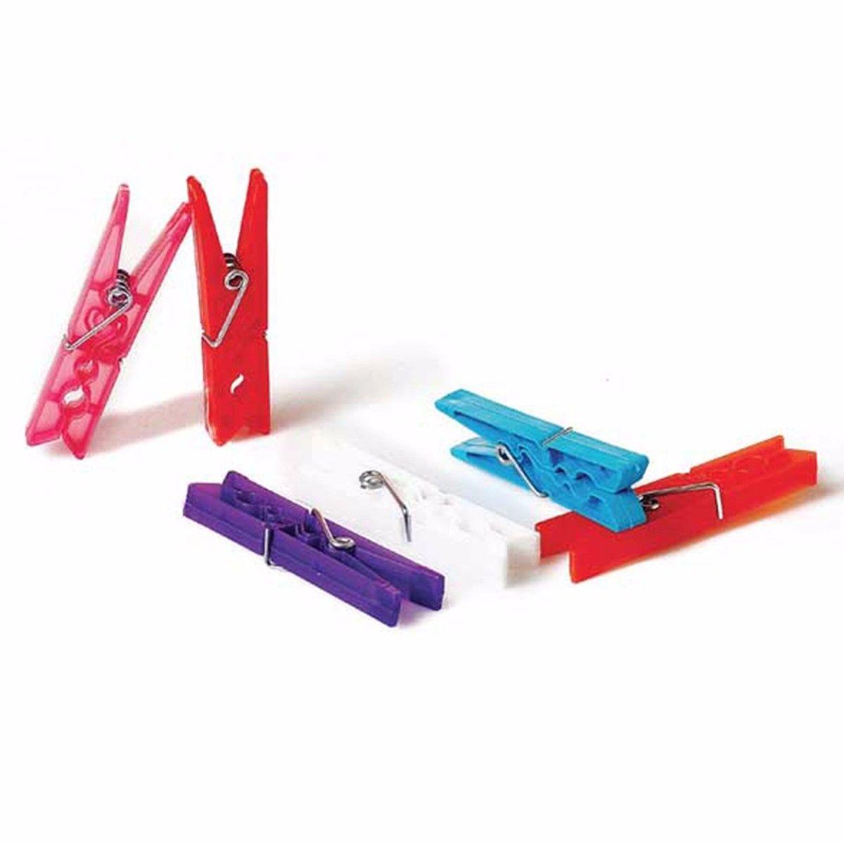 Zambak Assorted Colour Plastic Washing Pegs 24 Pack 8cm  4037 (Parcel Rate)