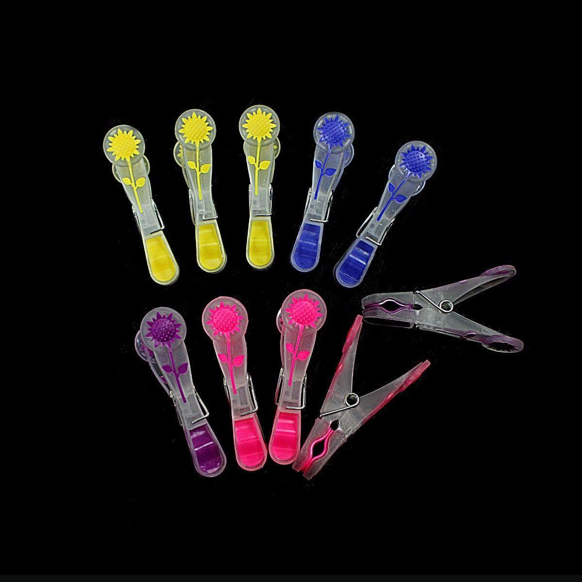 Pack Of 10 Clear / White Soft Grip Washing Pegs In Assorted Colours 8.5cm 0367 (Large Letters)