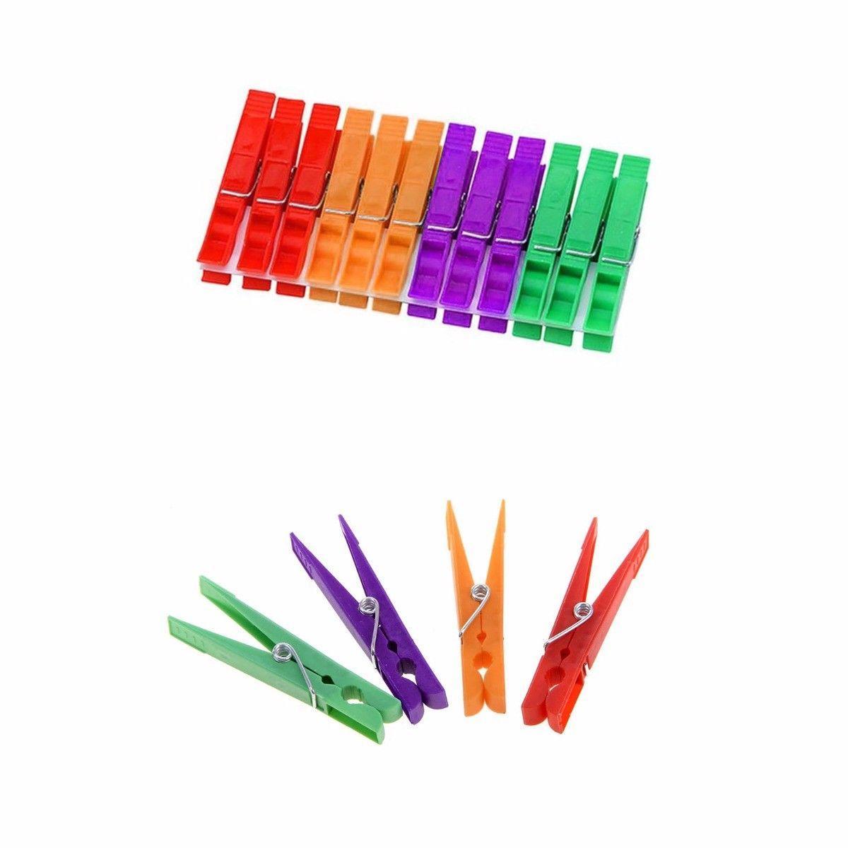 Pack Of 24 Assorted Colour Plastic Washing Pegs 8cm Home 0373 (Parcel Rate)