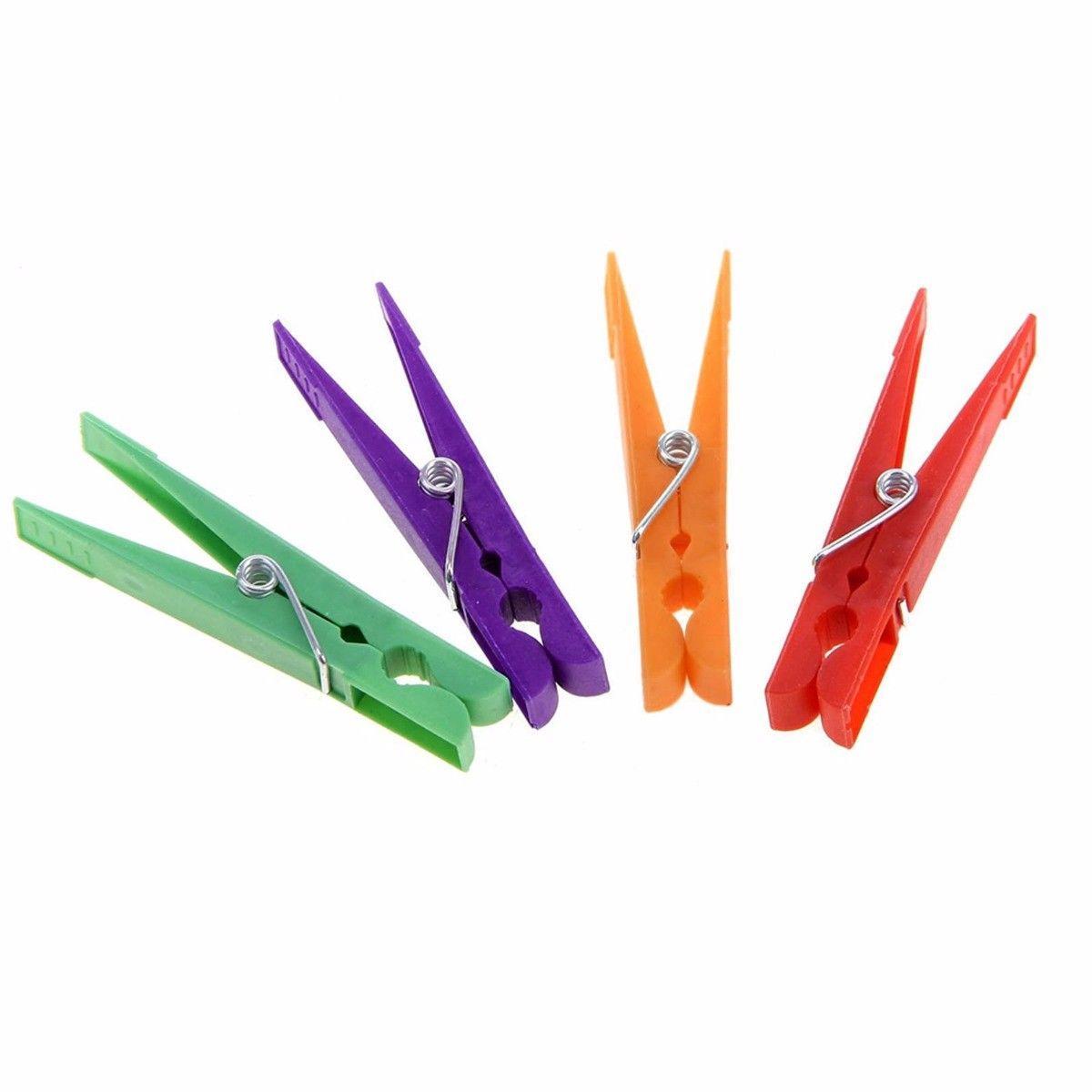 Pack Of 24 Assorted Colour Plastic Washing Pegs 8cm Home 0373 (Parcel Rate)