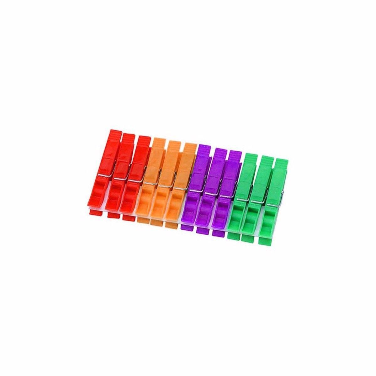 Pack Of 24 Assorted Colour Plastic Washing Pegs 8cm Home 0373 (Parcel Rate)
