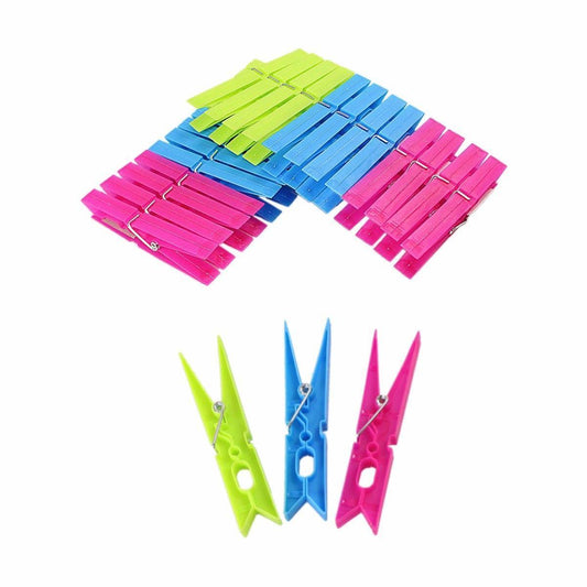 Assorted Colour Basic Plastic Washing Pegs 24 Pack  7.5cm  6055 (Parcel Rate)