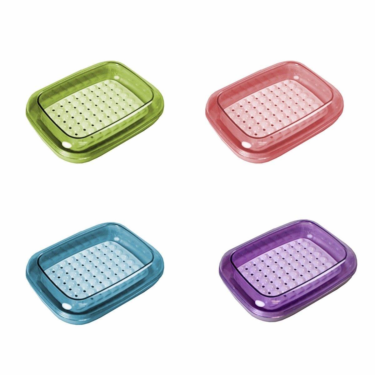 Plastic Crystal Soap Box In Assorted Colours 12cm x 10cm 3682 (Parcel Rate)