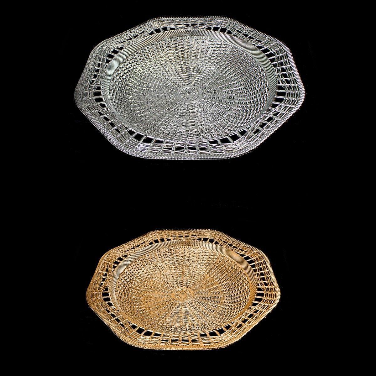 Plastic Rattan Styled Designer Tray Ideal For Snacks 28.5cm Kitchen 0728 (Parcel Rate)