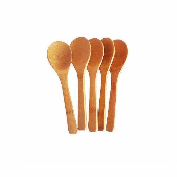 5 Kitchen Small Wooden Spoon Utensil For Condiments & Seasoning 12.5cm 0311 (Parcel Rate)