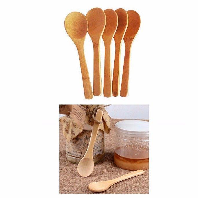 5 Kitchen Small Wooden Spoon Utensil For Condiments & Seasoning 12.5cm 0311 (Parcel Rate)