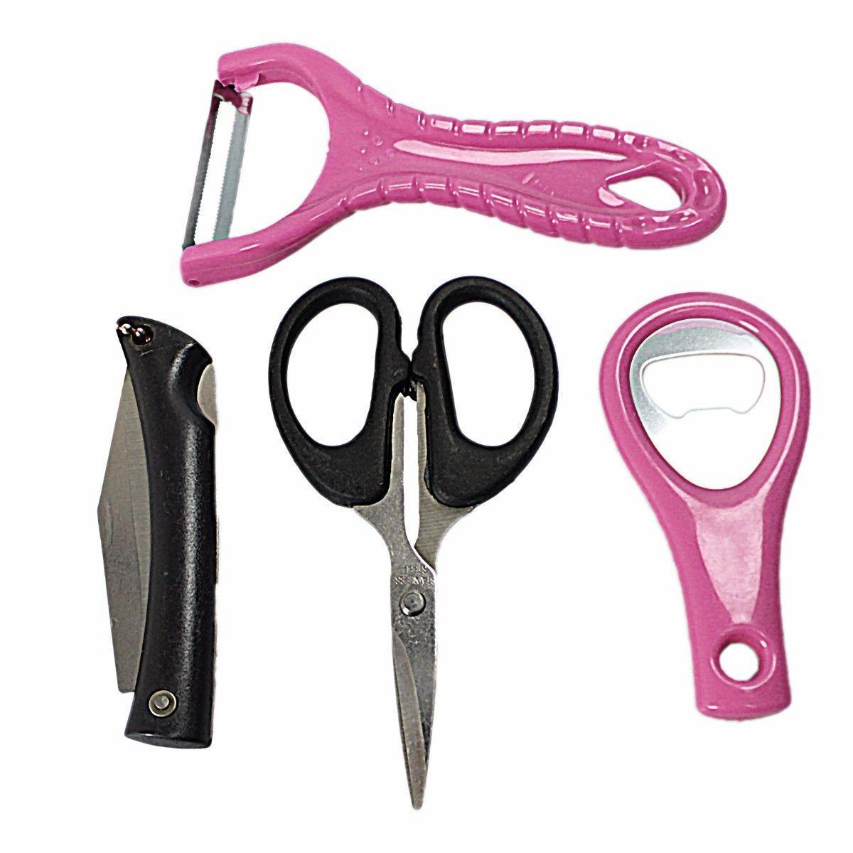 Assorted Colour Pack Includes Peeler Scissors Bottle Opener Folding Knife 1902 (Large Letter Rate)