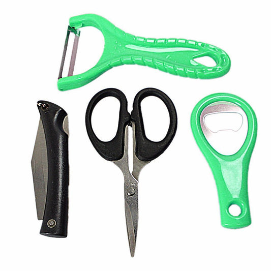 Assorted Colour Pack Includes Peeler Scissors Bottle Opener Folding Knife 1902 (Large Letter Rate)